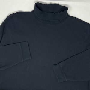 LL Bean Shirt Womens 3X Black Mock Neck Turtleneck Long Sleeve Cotton Plus Size